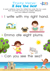 Tricky Words Worksheet: Free Printable PDF for Kids